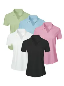 Women's Solid Color Sports Polo Shirt, Golf Casual Style, Casual Breathable Comfortable Short Sleeve Collared Top for Golf Baseball Tennis, Ladies Sportswear for All Seasons