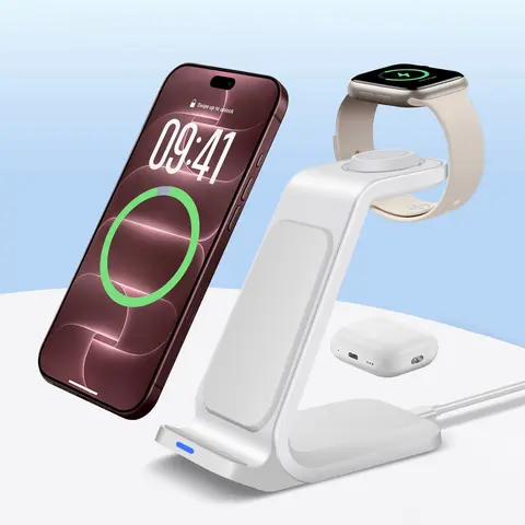 3 in 1 Charging Station, 15W Wireless Charging Stand, Multifunctional Fast Charging Station for iPhone 18 17 16 15 14 13 12 Pro Max 11, Apple Watch 12 Ultra 11 10 9 8 7 6 5 4 SE 3 2, Airpods Pro 4 3 2, Portable Charging Station