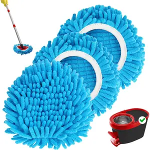 3 Pack Mop Heads Replacements Compatible with 1 Tank System Duster Replacement Heads Microfiber Spin Mop Refill Pads Reusable Dust Refills for Floor Cleaning (Blue)