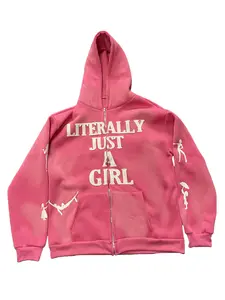 Trendy American-style hooded sweatshirt, personalized street style for men and women, Y2K hip-hop letter patch embroidery, loose-fitting zippered hoodie cardigan top.