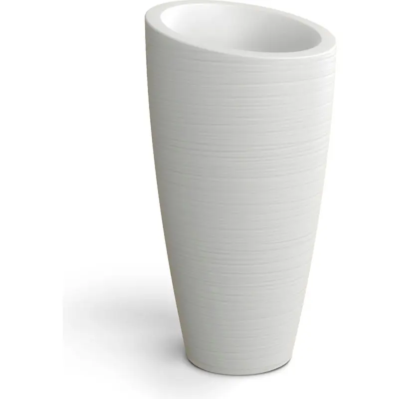 212 MAIN 32"h x 16" Modesto Tall Garden Planter - White Minimalist Modern Plant Pot, Double-Wall, Weatherproof All-Seasons Outdoor Planter, Planters For Outside
