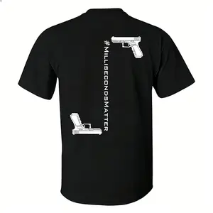 Milliseconds Matter Tactical T-Shirt for Men Minimalist Gun Graphic Tee EDC Self Defense Shirt Operator Streetwear Tactical Apparel Concealed Carry Shirt Gift for Gun Owners