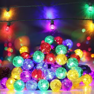 LED Globe Christmas Lights ,G30 Round Christmas Tree Lights with Tinsel Ornaments 25 Bulbs, 17FT Multi-color Globe Tinsel LED Christmas Lights for Patio Deck Backyard Garden Party Outdoor Decorations