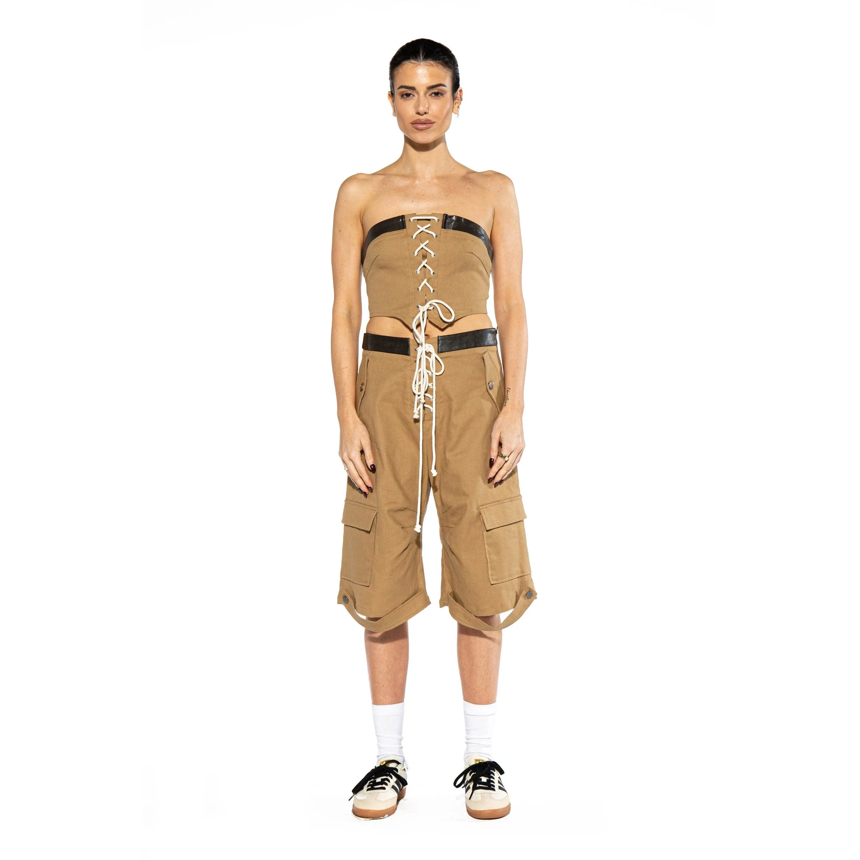 Utility Lace-Up Cargo Bermuda Shorts