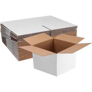 25 Pack Shipping Boxes 8X8X6, White Corrugated Cardboard Mailing Box for Mailing Business Packaging Storage Crafts Gifts
