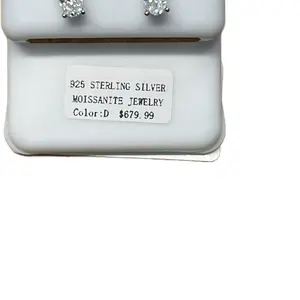 Solid sterling silver for X6MM oval moissanite screwback ear earrings GRA certified