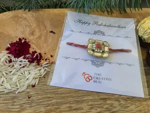 Red Kundan Rakhi | Raksha Bandhan | Handmade | Customized | Personalized | Crystals | Gems | Indian Bracelet | Rakhi for brother | Rakhri