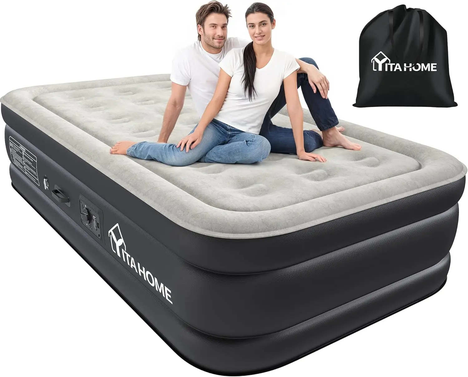 DWVO Twin/Twin XL Air Mattress with Built-in Pump and Carry Bag, Elevated Inflatable Mattress Blow Up Mattress for Camping, Home, & Portable Travel