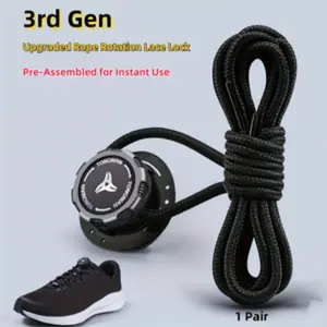 2pcs Set No-Tie Shoe Locks, Rotating Buckles for Sports and Outdoor Shoes, Unisex Quick-Adjust, Pre- Installed, Easy to Use
