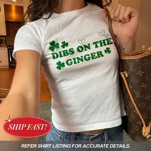 Dibs On The Ginger Baby Tee Y2K, Funny Redhead Crop Top, Flirty St Patrick's Day Shirt, St Pattys Party Outfit, St Patrick's Day Gifts