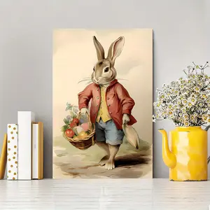 1pc Easter Bunny Wall Art - Wrapped Canvas Framed Painting, Spring Holiday Decor with & Eggs, Ready-to-Hang Room Decorations, Perfect Easter Gift for & LB454