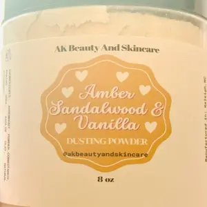 Amber Sandalwood and Vanilla Scented Dusting Powder Body Powder All Natural with Kaolin Clay care cosmetic, Deodorizer