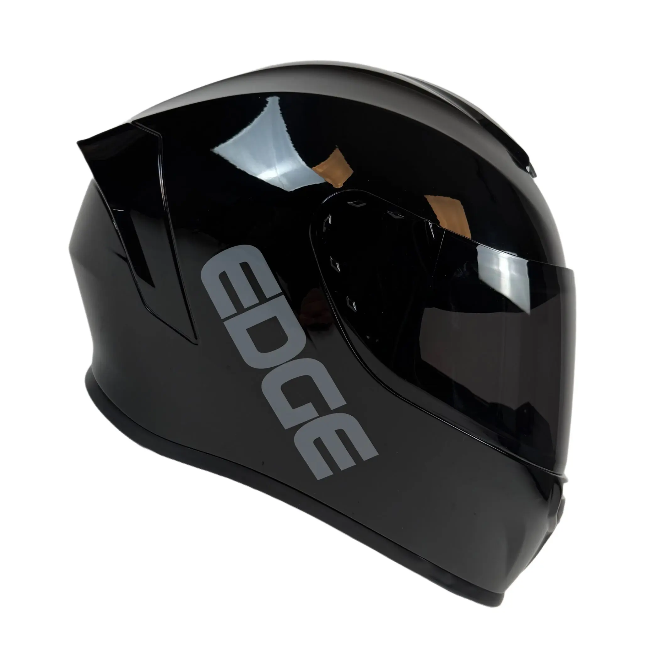 EDGE Frankie Full Face Motorcycle Helmet, DOT Approved — Gloss Black
