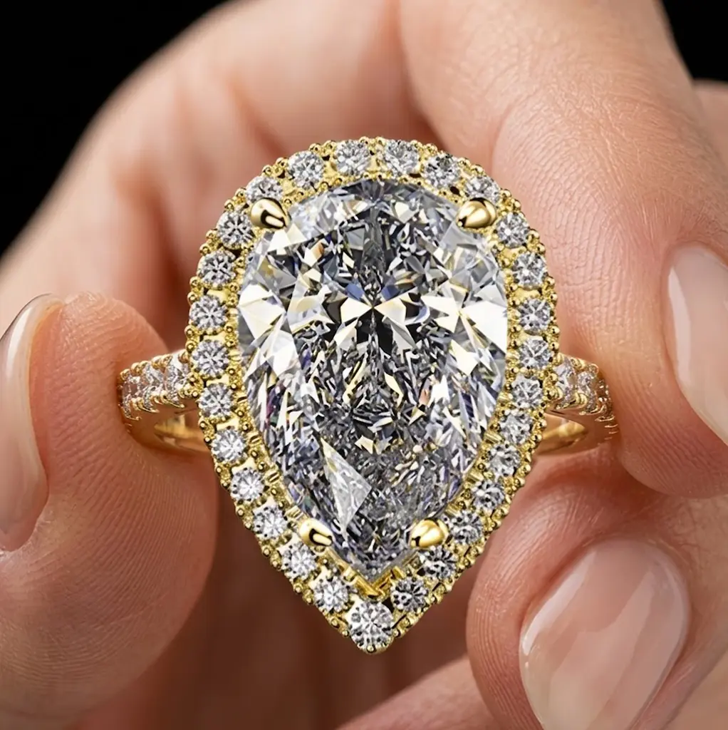 Personalized teardrop engagement ring for women, vintage cubic zirconia promise ring, suitable for women's proposals, anniversary ring gifts.