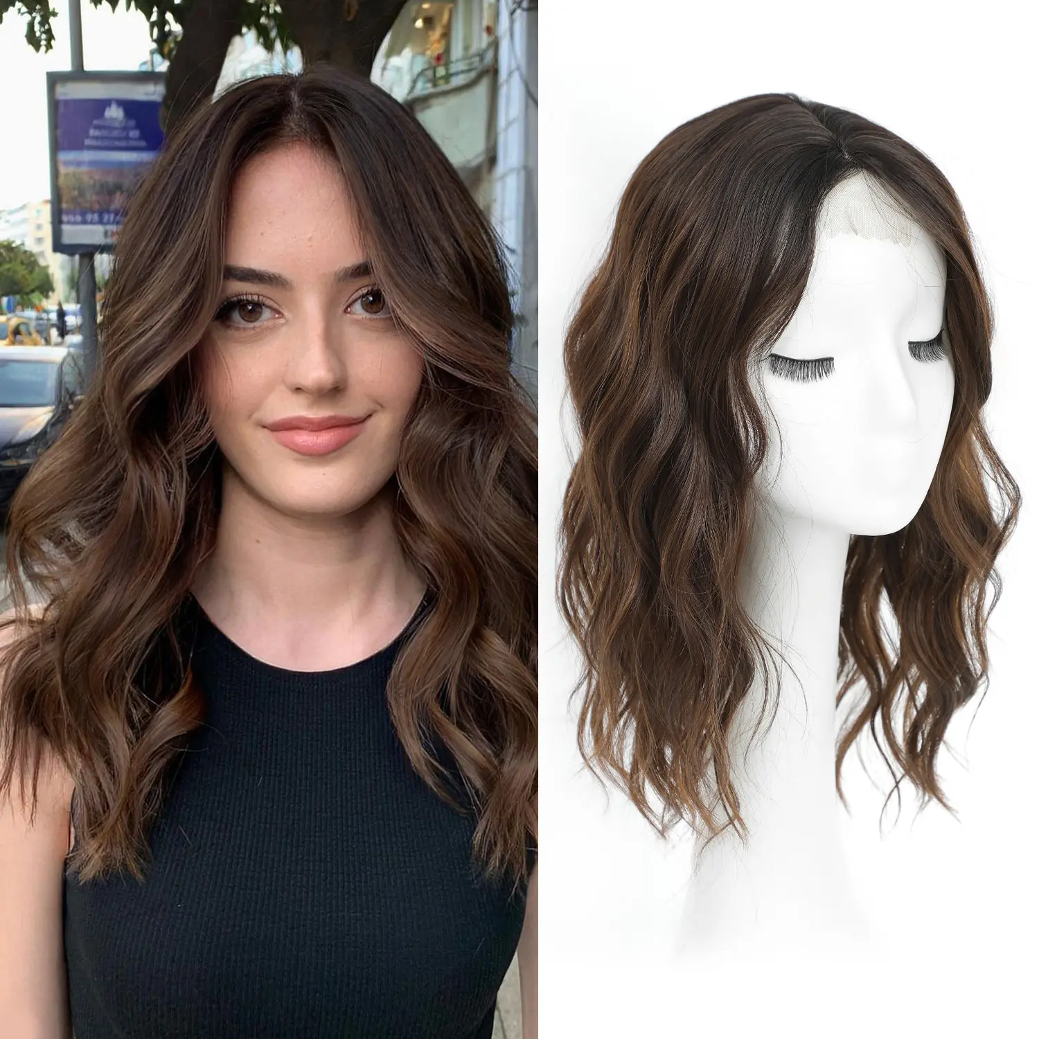 16 Inch Wavy Hair Topper for Women with Thinning Hair Full Coverage Natural Blending Easy to Wear Seamless Fit Hair Pieces for Daily & Party Use