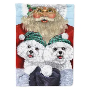 Carolines Treasures  28 x 0.01 x 40 in. Bichon Frise Santa Christmas Canvas House Flag