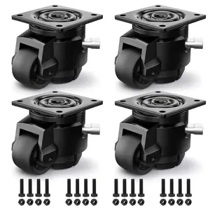 4 Pack Leveling Casters, Casters Set of 4, Swivel Industrial Retractable Caster Wheels for Workbench,Machine, Equipment, Shelves (60F, 2200 Lbs Capacity, Black)
