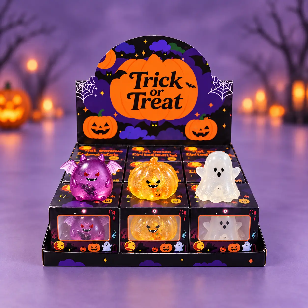 Halloween stress relief Toys with Mini Toy Inside – Ghost, Bat & Pumpkin Squeeze Fidget Toys