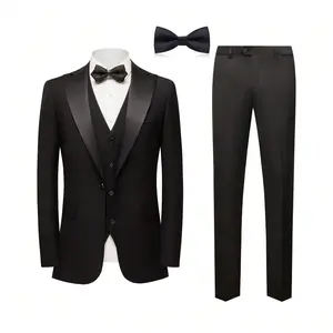 Men's 3 Pieces Suit Elegant Solid One Button Slim Fit Single Breasted Party Blazer Vest Pants Set