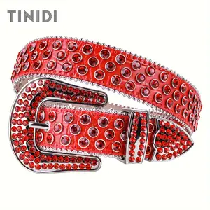 Shiny Luxury Klein Stone Western Buckle Belt, Crocodile Belt Summer Fashion Holographic Belt, Rhinestone Cowgirl Belt, Glitter Sparkle Punk Belt for Party Dance, Daily Clothing Decoration Embellished Dress Up cheetah print belt belts men Statement Piece