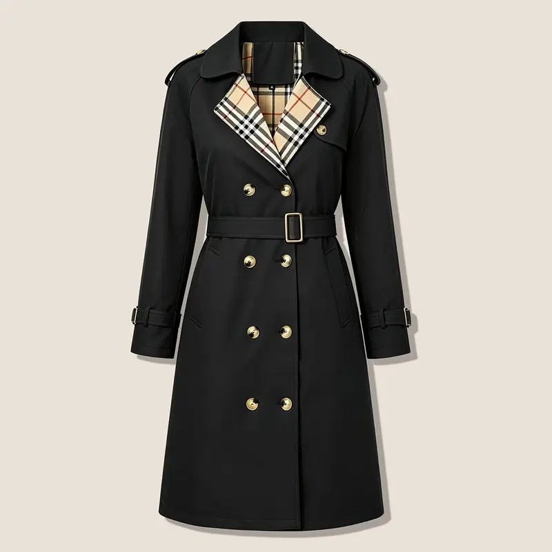 Women’s fashionable cape coat—double-breasted long design with a lapel collar and plaid pattern, featuring an adjustable waist belt that cinches the figure; British-style outerwear, loose fit. We recommend ordering one size down. sohochic