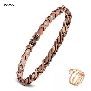 PAYA Copper Bracelets for Women, 99.99% Pure Copper Magnetic Bracelets with Neodymium Magnets, Adjustable Jewelry Gift with Sizing Tool