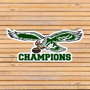 Champions Eagles Super Bolw LIX Sticker, Kelly Green Retro Logo Kiss-Cut Graphic, Perfect Gift For Football Fans