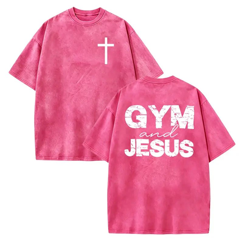 Gym And Jesus Shirt, 2-sided T-Shirt, Gym Pump Cover, Christian Gym Shirt, Gym Shirt,Bodybuilding Pump Cover, Woman Of God,Jesus Shirt, Crewneck T-Shirt Polyester Fabric Cotton Womenswear