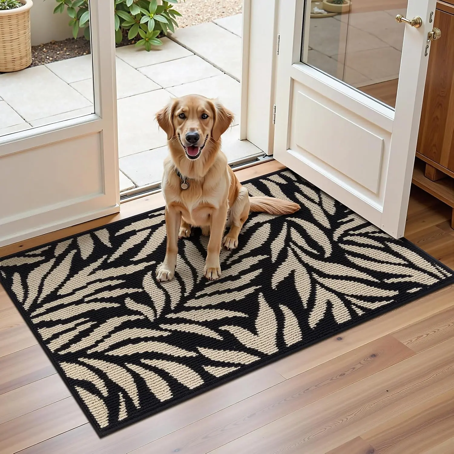 [Back to School] HEBE Flat Weave All-Surface Doormat, Washable Front Door Mat with Low Profile Non-Slip Backing, Super Absorbent, Stain Resistant, Pet-Friendly for Entryway, Kitchen, All-Surface Doormats