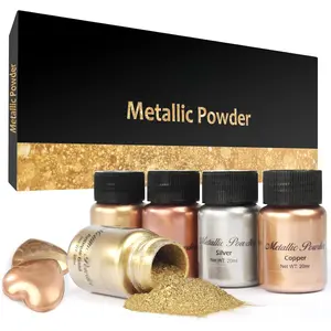 Metallic Pigment Powder, 5 Colors Fine Resin Pigment Powder, Each Bottle 20ml Resin Color Pigment for Epoxy Resin Coloring, Polymer Clay and Other Crafts