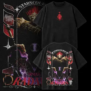 Starscourge General Radahn V3 Elden Ring Inspired Double Printed Oversize Acid Washed T-Shirt Hoodie Dark Fantasy Streetwear Vintage Graphic Tee Limited Edition 100% Premium Cotton Lightweight Unisex Gift For Game Anime Lover