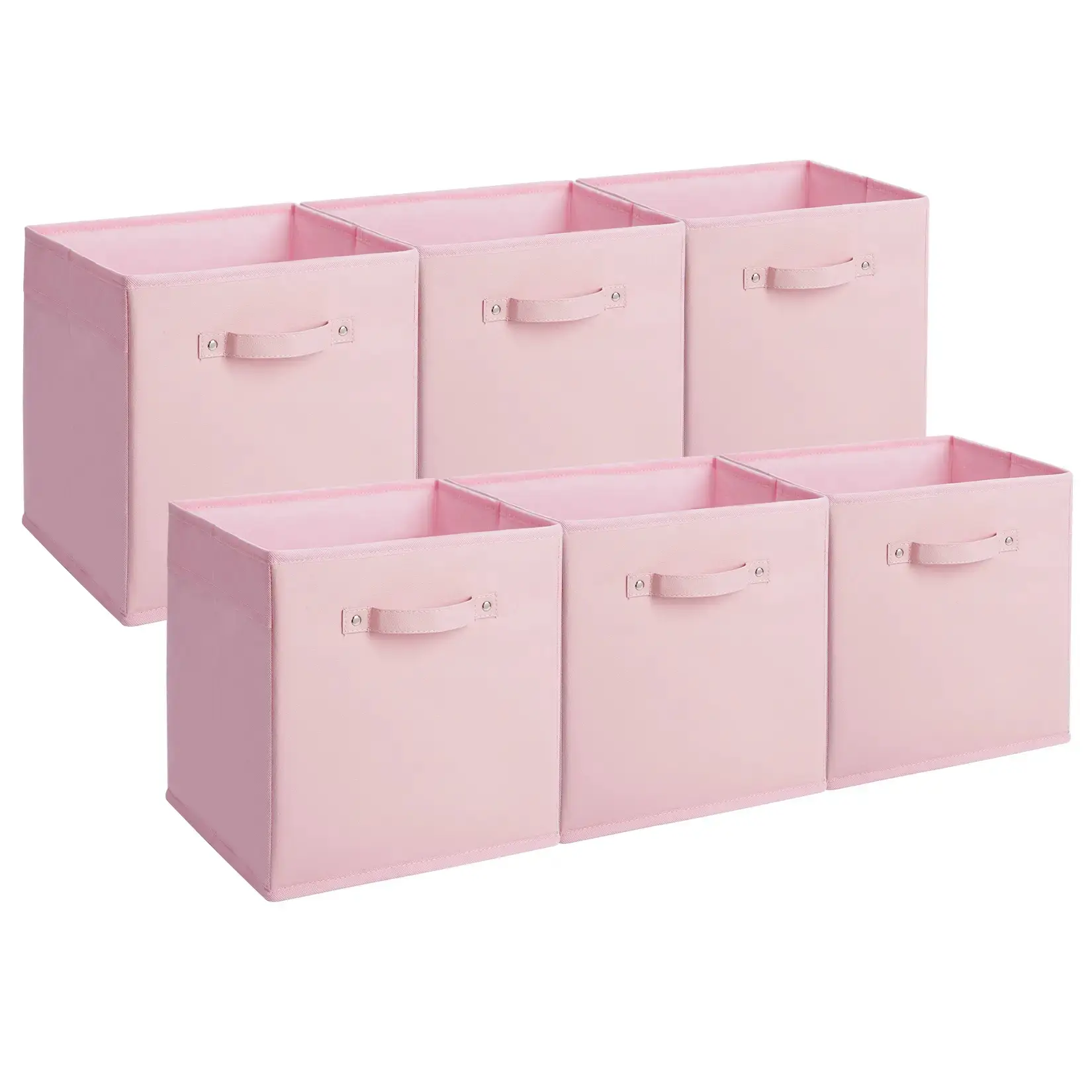 Cube Storage Bins, 6-Pack Storage Cube Organizer, Pink | Collapsible Storage Boxes with Sturdy Handles, Decorative Baskets for Shelves, Closet, Organizing Toys, Clothes