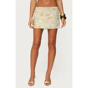 Edikted Women's Floral Bead & Sequin Mini Skirt - Multicolor
