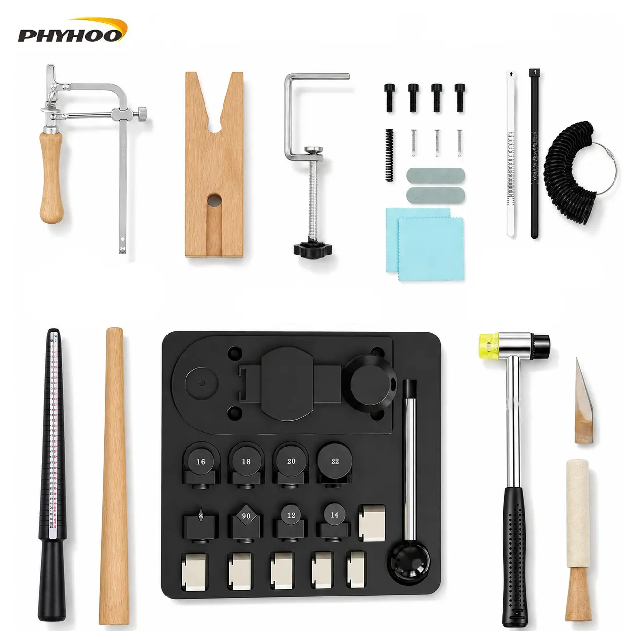 Ring Bender Tool Kit with Ring Mandrel Ring Sizing Tools, Jeweler’s Saw, Bench Pin and Mallet