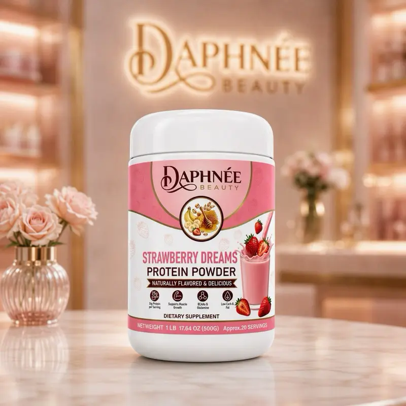 Daphney Max Protein Strawberry Drink Mix 500g with Vitamins Minerals for Protein Fiber Blend