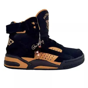 Patrick Ewing Athletics Men's 1BM00143-040 ECLIPSE Black Gold Basketball Shoes with Copper Accents & Reversible Ankle Strap
