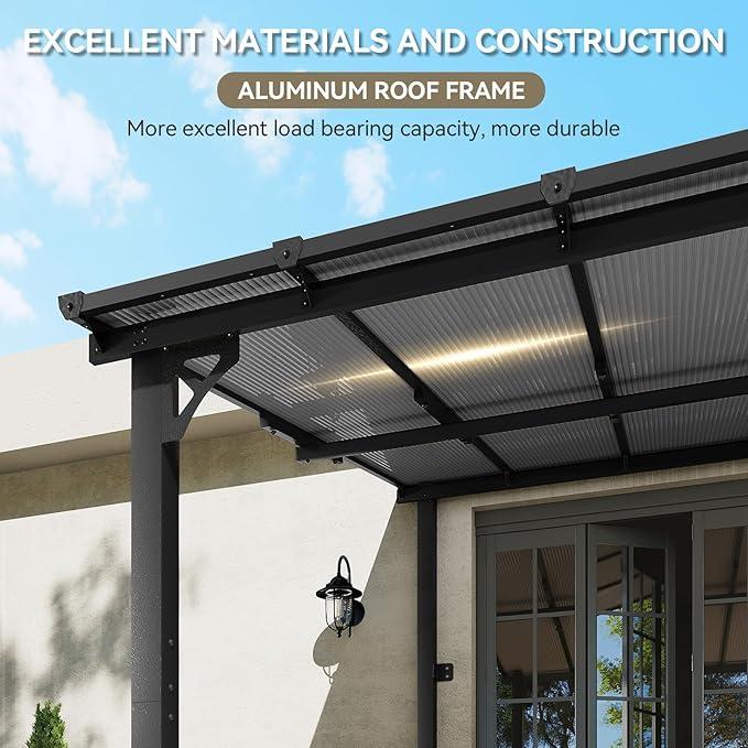 【Ships in 1 Packages】Aoxun 8x10'/5x8' Wall-Mounted Gazebo Pergola for Outdoor Patio with 55lbs/㎡ Load-Bearing Capacity LED Waterproof Hanging Lights Durable Polycarbonate Material 【Ships in 1 Packages】Aoxun 8x10'/5x8' Wall-Mounted Gazebo Pergola for Outdoor Patio with 55lbs/㎡ Load-Bearing Capacity LED Waterproof Hanging Lights Durable Polycarbonate Material