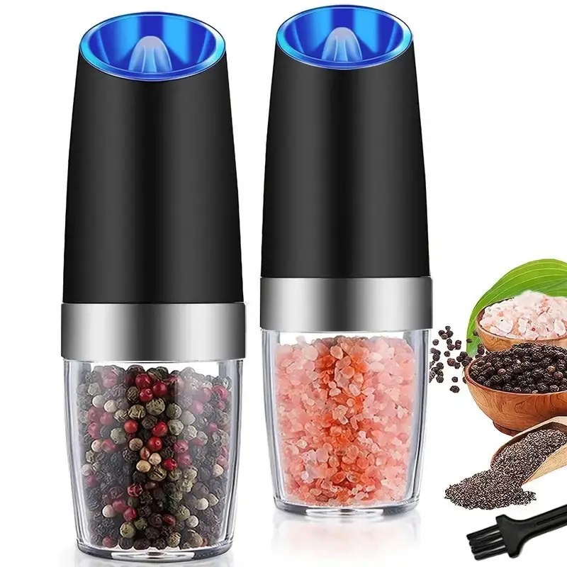 Electric Salt and Pepper Grinder Set, Kitchen Gadgets, Automatic Gravity Mill with Adjustable Coarseness, Shakers Battery Powered with LED Light, One Hand Operation, Gifts For Mom/Dad, Christmas Gift, TikTokShopBlackFriday