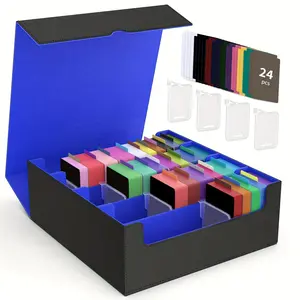 Collectible Card Storage Box, 3000+ Mtg Deck Case with 24 Color Dividers & 4 Card Holder Stands, Ideal for Game Cards, Trading Cards, Paper Games