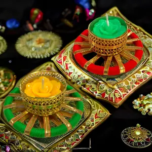 Timeless Rajasthani Tealight Holders | Elegant Diwali, Christmas, Hanukkah Decor | Assorted Colors | Perfect Dining, Gifting Moments