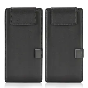 KINGFOM Pu Leather Clipboard A6 Size Writing Clip Board Menu Folder Guest Check Book Holder with Pen Clip Magnetic Storage(8.5'' × 4'')