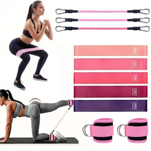 Yoga Resistance Bands Set for Leg & Butt Workout - Hip Fitness Training Equipment with Ankle Bands & Stretch Bands, Essential for Pilates & Yoga, Home Pilates Equipment