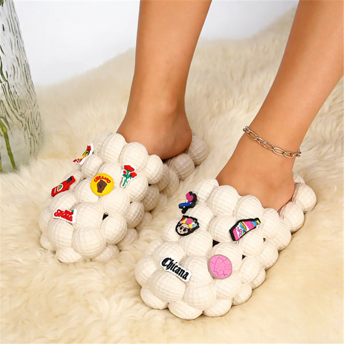Lumubby Bubble Slide Footwear - Unisex Curved Sole EVA Slippers, Soft Thick-Bottom Non-Slip Round Toe Shoes for Stress Relief Massage (Men's, Women's) summerwins