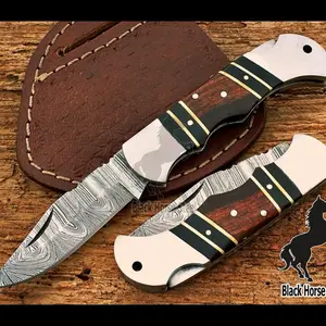 Handmade Damascus Pocket Folding Knife Gife for Husband , Boyfriend,Anniversary