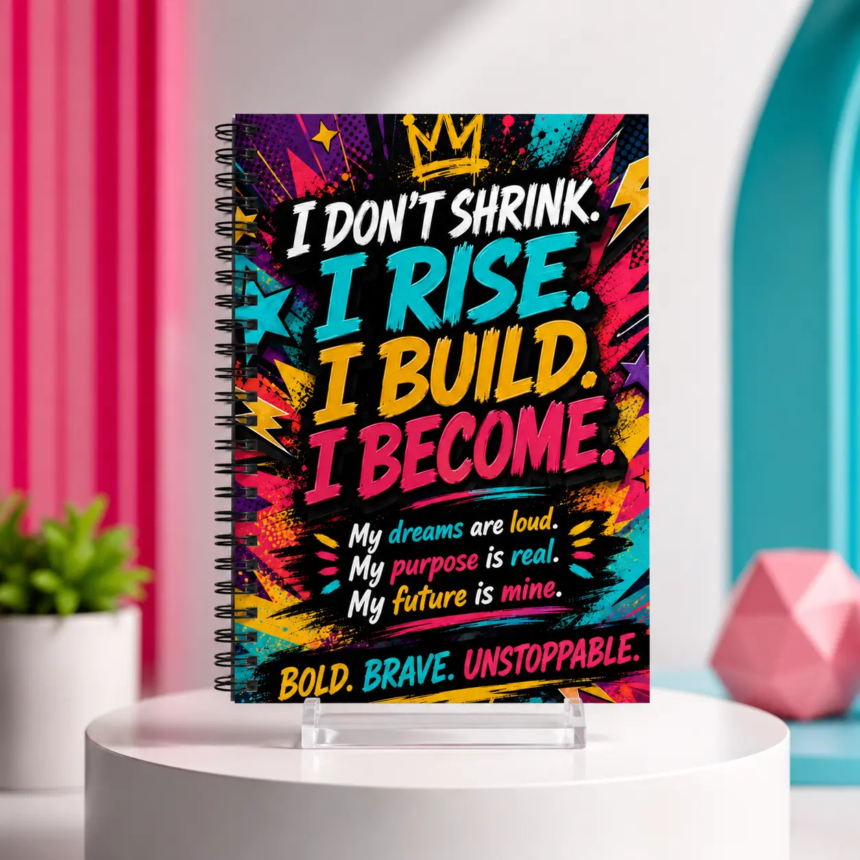 I Dont Shrink Journal, Bold Motivational Notebook, 5x7 Spiral Journal, Empowerment Gift For Women, Goal Setting Spiral Notebook - Ruled Line