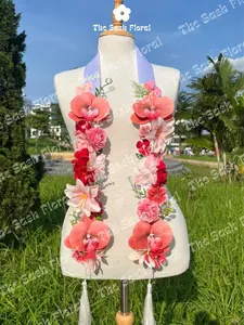 Handmade Floral Ribbon Lei Stole – Personalized Graduation Sash for Seniors