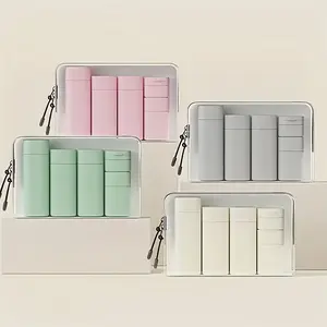 Travel Must Haves - 5pcs/Pack Square Refillable Travel Bottles, Leak-Proof Toiletry Containers, Shampoo & Conditioner Lotion Dispensers, Hand Wash Only, for Beauty & Personal Care AccessoriesElegant Nordic Color Travel Set