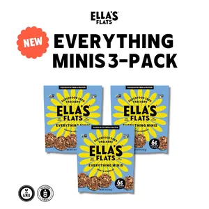 Ella's Flats NEW Everything Minis 3-Pack Snack Natural | Superfood seed crackers - Just seeds, no fillers - 6g protein, 5g fiber and low carb