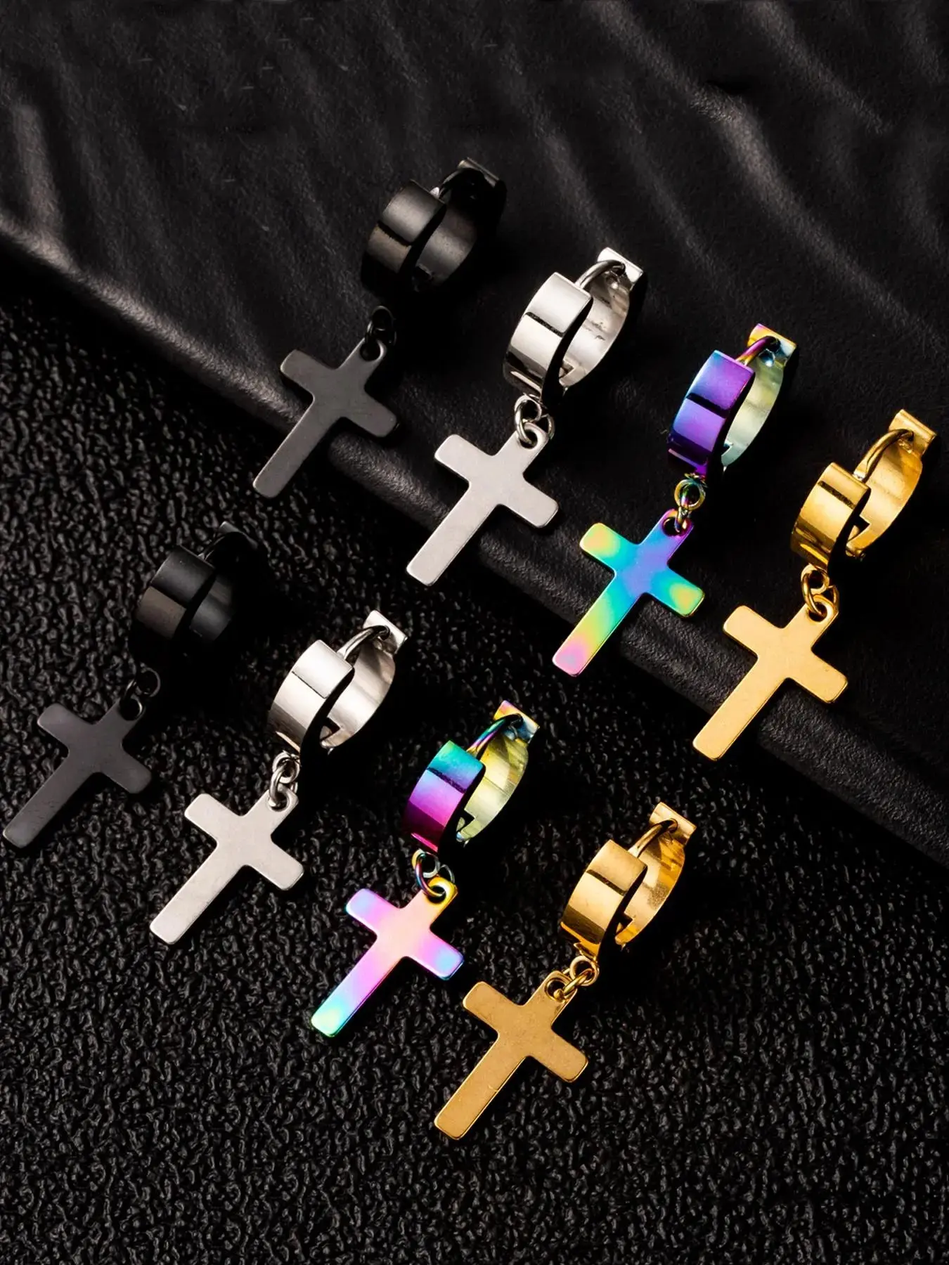 Rebel Radiance: Trendy Stainless Steel Dangle Earrings Set