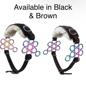 Rainbow Multi Color Flower Hackamore Bitless Horse Bit Padded Fur Leather Bridle